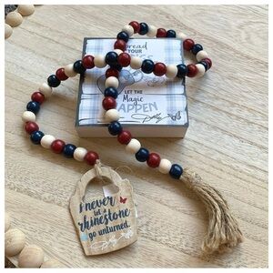 #54 Dolly Parton Rhinestone Sentiment Wood Bead Tassel Garland Farmhouse Decor